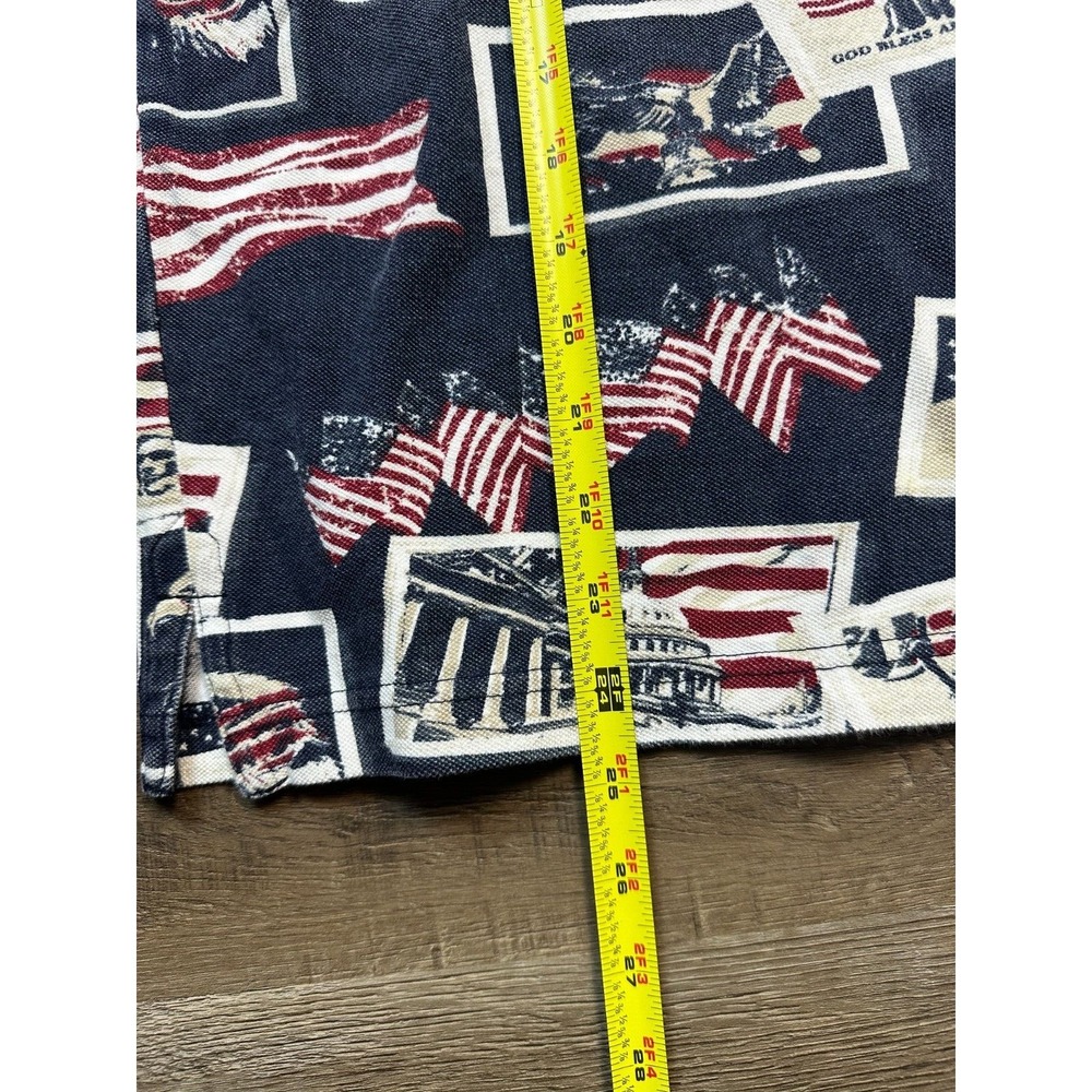 Clearwater Short Sleeve Polo Men's M Multi-Color USA Stamp Graphic Collared AOP - Picture 5 of 6